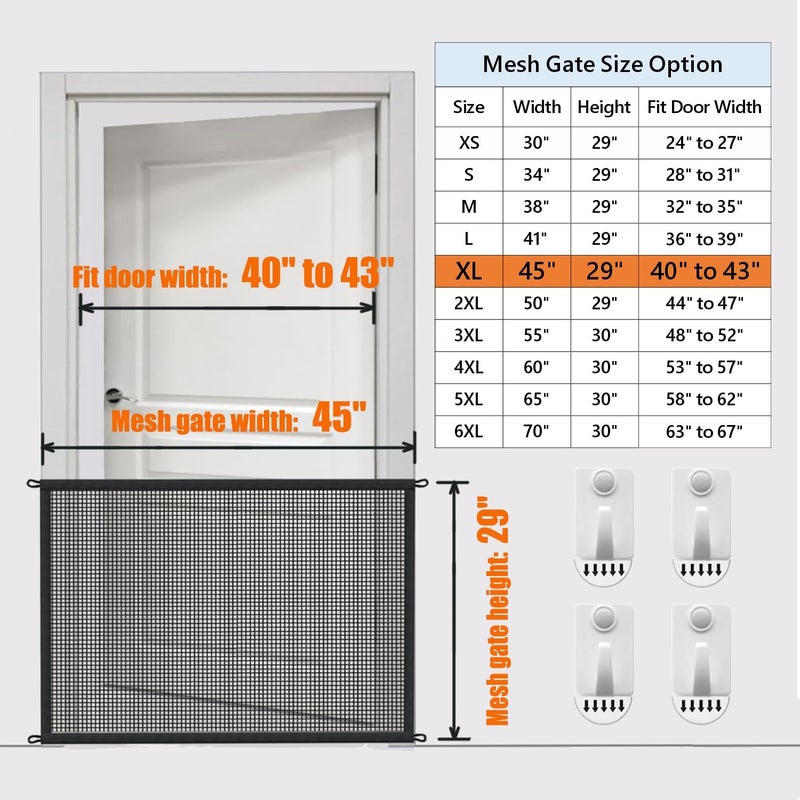 Cupount Dog Gate for Stairs Pet Gates for The House: Dogs Screen Mesh Gate for Doorways Stairways Indoor 29 inch Tall, 45 inch Wide, Fits Openings 40'' to 43'' Wide - Image 3